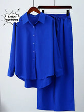 Summer Outfits for Women 2023 Fashion Loose Elastic Wrinkle Long Sleeve Shirt Wide Leg Pants Casual Set for Women 2 Piece Set