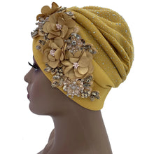 Elegant African Turban Cap with Shiny Rhinestone Ready to Wear Nigeria Auto Gele Headtie Party Women's Head Wrap Bonnet Turbante