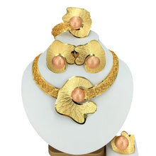 Fashion Dubai Gold-Plated Jewelry Set Simple Style African Necklace All Copper Material Hollow Surround Jewelry FHK15529