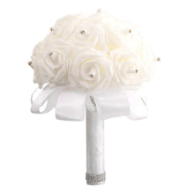 Cheapest PE Rose Bridesmaid Wedding Foam flowers Rose Bridal bouquet Ribbon Fake Wedding bouquet