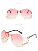 New Fashionable Frameless Sunglasses for Women's Personality Trend Hollow out Mirror Legs Irregular Ocean Lens Glasses UV400