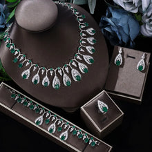 2024 Clever Dubai Water Drop 4-piece Necklace and Earring Set with Cubic Zirconia Jewelry for Women's Wedding Party Gifts