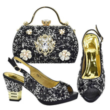 Italian Shoes and Bags Matching Set with Rhinestone Plus Size Shoes Luxury Italian Shoe and Bag Set 2025 Wedding Shoes Bride