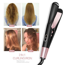 2 In 1 Pro Twist Hair Straightener And Curler Spiral Wave Curling Gold Titanium Flat Iron Straightening Curling Styling Tool