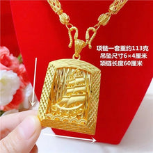 9999 24K Real Gold Smooth Sailing Necklace Pendant Hollowed Out Car Flower Bamboo Chain Domineering Men's Chain Gold Necklace