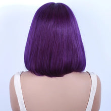 Brazilian Cosplay Purple Hair 13x5x1 T Part Transparent Lace Front Human Hair Wigs 180D  Short Straight Lace Bob Wigs Human Wigs