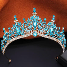3 Pcs Princess Wedding Crown Jewelry Sets and Tiaras Green Pink Bride Necklace Earrings Set Girls Prom Birthday Accessory