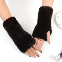 2025 New Brand Style Top Quality Women's 100% Winter Warm Real Mink Fur Knitted Half Finger Gloves Girls Typing Mittens