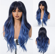 Long Black Green Mix Cospaly Wig Synthetic Hair High Quality Wig for Women Party Daily Use Heat Resistant Straight Natural Wigs