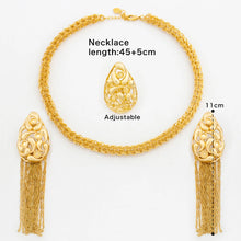 African Fashion Earrings Necklace Ring Jewelry Set for Women Luxury Gold Color Tassel Earrring 8 Shape Design Italy Wedding Gift
