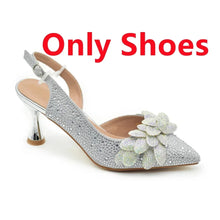Luxury Italian Shoes and Bag Set for Women Wedding Pointed Toe Women's Pumps High Heel Rhinestones Party Ladies Shoe and Bag Set