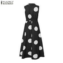 ZANZEA Summer Office Lady Sundress Woman Stylish Polka Dot Maxi Dresses Elegant Party Dress Fashion Sleeveless Holiday Robe 2025