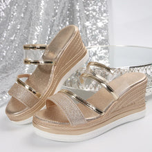 Women's Wedges Sandals Luxury Platform Slippers Sexy Open Toe Women Shoes Shiny High Heels Women Beach Shoes sandalias de mujer
