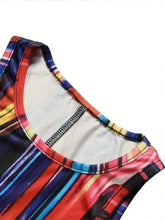 2024 Summer New Women's Round Neck Irregular Colourful Pattern Long Dress Colourful Maxi Dress