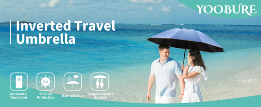 10 Ribs Inverted Automatic Umbrella for Rain Windproof Umbrella with Reflective Strip Fold Sun Compact UV Umbrella for Women Men