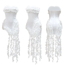 Women Strapless Ruffles Tassel Splicing Irregular Birthday Bodycon Midi Maxi Dress 2025 Even Sexy Party Dresses Vestidos