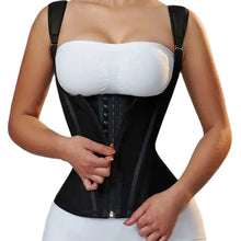 Latex waist cincher corset-style tummy control belt with zipper and button closure, retro shaping top.