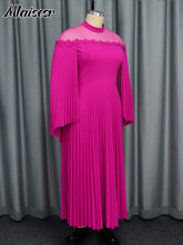 Mlaiscsr Women Mesh Patchwork Pleated A-Line Festival Party Dress Cloak Sleeve O-Neck African Evening Prom Birthday Vestidos New