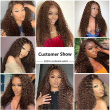250% 30 36 inch Chocolate Brown Kinky Curly 13x4 Hd Lace Front Wig Human Hair Brazilian Colored 13x6 Lace Frontal Water Wig Wear