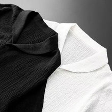 2Pcs/Set Summer Men's Suit Elastic Waistband Pleated Casual Outfit Men Business Short Sleeve Shirts Long Pants Set Male Clothing