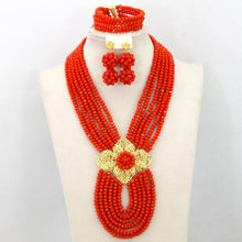 New African Jewelry Set Orange Nigerian Wedding African Beads Jewelry Set Crystal New Bridal Jewelry Set   ABS065