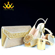 2025 Special New Arrivals Italian Women Shoes and Bag to Match in Green Color with Platform Shinning Crystal Sandal for Wedding