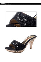 Summer Women Sandals Rhinestone Women Shoes Sexy High Heels Shoe Ladies Sandalias Gold Silver Women Slippers Heeled Sandals Sexy