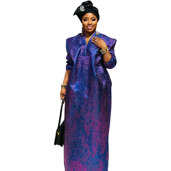 African Dress for Women Plus Si ze Embroidery Weddi ng Guest Long Maxi Dress with Scarf