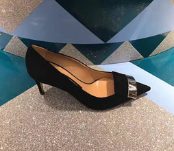 2022 Women Party Bridal Wedding Shoes Luxury Pumps Metal Plate Glitter High Heels Ladies Stiletto Dress Pointed Toe Bombas Mujer