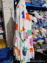 Autumn Women's New Loose Fashionable Printed Long Sleeved Sexy V-neck Single Breasted Shirt Big Swing Half Body Jumpsuit