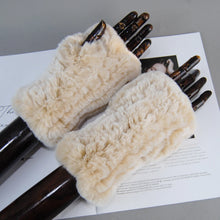 Women's Knit Faux Fur Winter Warm Finger-less Gloves
