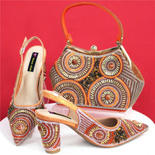 Spot Goods Elegant Streamlined Pointed Toe Women's Shoes Matching Flower Basket Handbag Party Women's Shoes And Bag Set