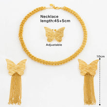 African Fashion Earrings Necklace Ring Jewelry Set for Women Luxury Gold Color Tassel Earrring 8 Shape Design Italy Wedding Gift