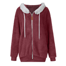 Women's Winter Fashionable Hooded Fleece Solid Color Jacket