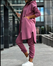 Women's Hooded Zipper Long Coats Tracksuit