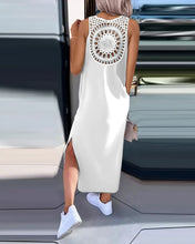 Sexy Backless Sleeveless Solid Midi Dress Women 2024 Summer Casual White Lace Long Dresses For Women Robe Femme