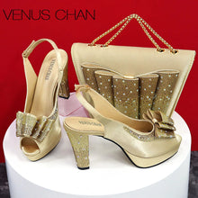2024 High Quality Yellow Color Fish Beaked Toe Cap Thin Heels Ladies Shoes Matching Bag Set For Women Wedding Party Pump