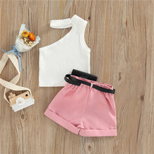 1-5 Years Infant Girl Casual Set Tanks Tops + Shorts + Waist Bag Pockets Decoration Casual Style Girls Summer Clothing Set