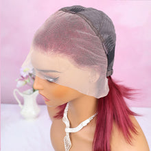 99J Burgundy 13x4 Bob Straight Pre Plucked Human Hair Wigs Short Brazilian Human Hair Wigs Transparent Lace Human Hair Wig