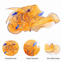 Women's Fascinators Organza Sun Hats Wide Brim Wedding Bride Tea Party Church Fedoras Hat