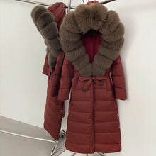 Real Fox Fur Collar Puffer Jacket Duck Down Thuck Coat For Women