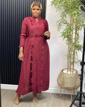 Women Eid Muslim Dress Ruffles Sleeve Dubai Abayas Solid Dresses Sashes Loose Casual Morocco Kaftan Islam Arab Ankle Length