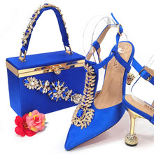 Venus Chan 2023 Italian Design Girly Style Pointed Toe Wedding Shoes And Bag, Full Diamond Decoration Metal Closure Bag