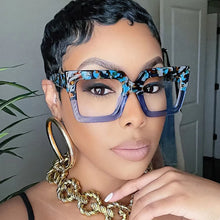 Big Oversized Square Eyeglass Frames Women Trendy Gradients Transparent Computer Optical Lenses Glasses Anti Blue Lens Eyewear