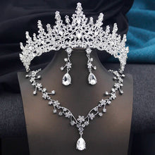 Opal Green Tiaras and earrings necklace Set for Women Bridal Jewelry Sets Wedding Dress Crown Bride Prom Costume Accessories