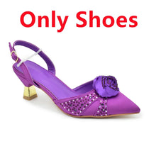 New Fashion Women Shoes and Bags To Match Set Nigeria Party Women's Pumps with Handmade Flowers Bag and Shoe Set Italian