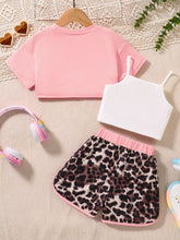 Summer children fashion simple casual 3-piece girls casual sportswear holiday summer relaxed comfortable casual jogging set