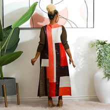 2023 Fashion African 3/4 Sleeve Polyester Plus Size O-Neck Pleated Long Dress Dashiki African Clothes African Dresses for Women