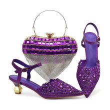 Blue Nigeria Party Shoes and Bags for Women Ladies Shoe and Bag Set Latest Designers Pointed Toe Sexy Wedding Party Sandals