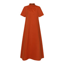 Summer High Collar Kleid Robes Casual Loose Party Long Dresses Women Short Sleeve Maxi Dress Elegant Solid 2023 Vestidos